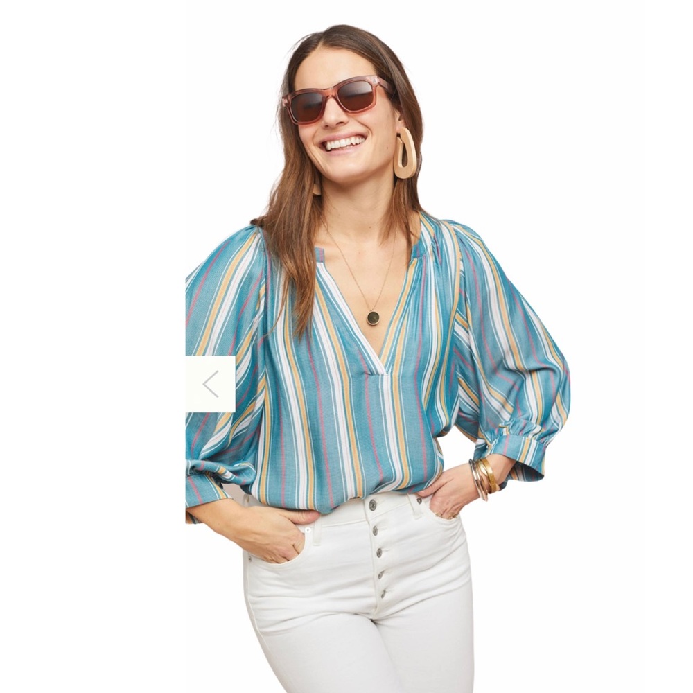 ANTHRO Maeve Brenda Peasant Balloon Sleeve Top